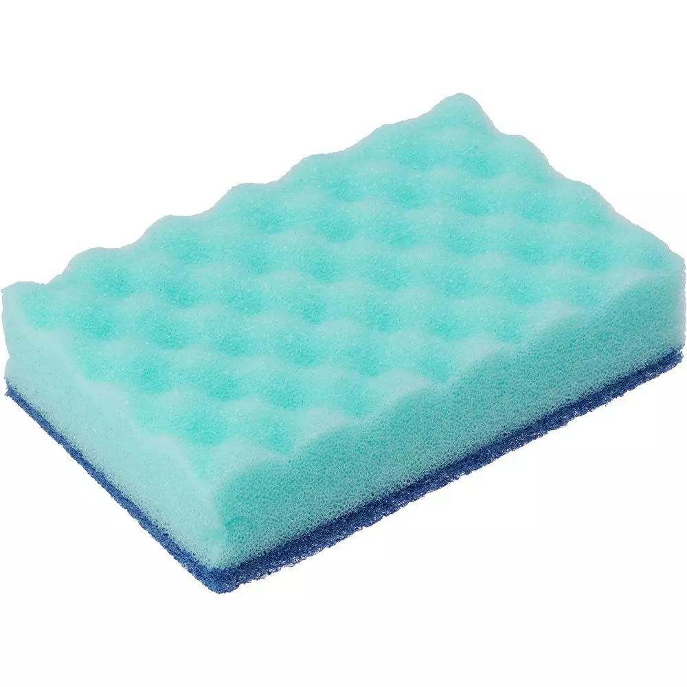 MonotaRO Sponge Antibacterial Wavy Nylon nonwoven fabric (with abrasive), polyurethane foam 115x70x30 mm, green