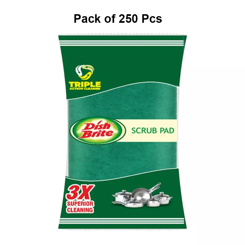 dish-brite-scrub-pad-green-non-woven-10-mm-thickness-pack-of-250-pcs