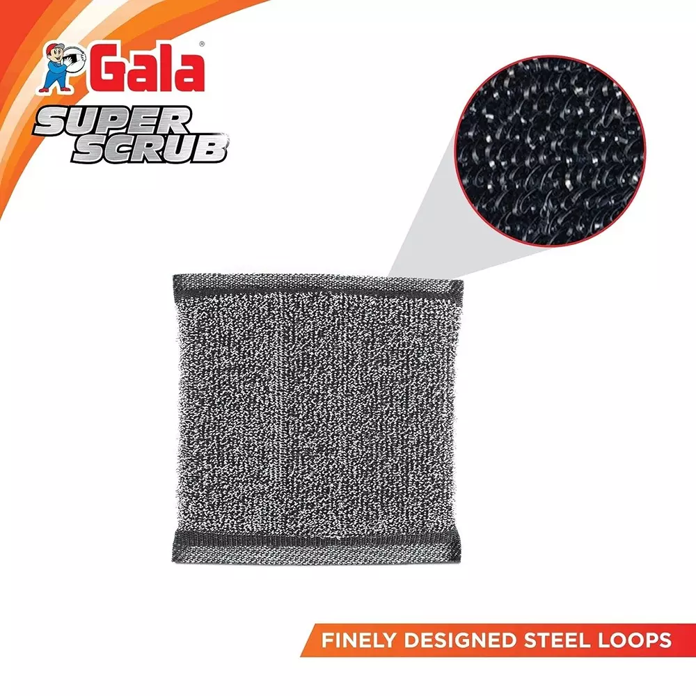 gala Super Scrubber Rectangular Stainless Steel 120 g Black (Pack of 2)