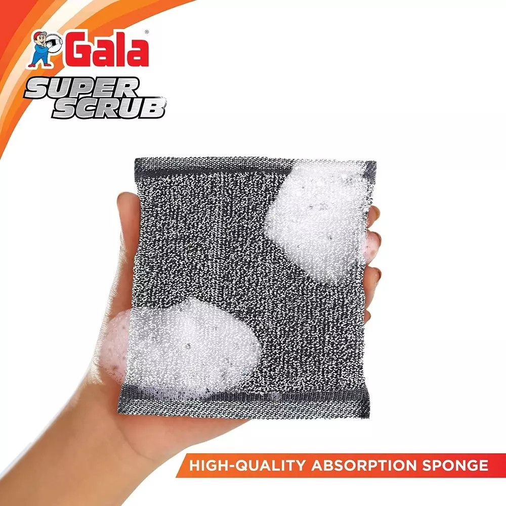 gala Super Scrubber Rectangular Stainless Steel 120 g Black (Pack of 2)