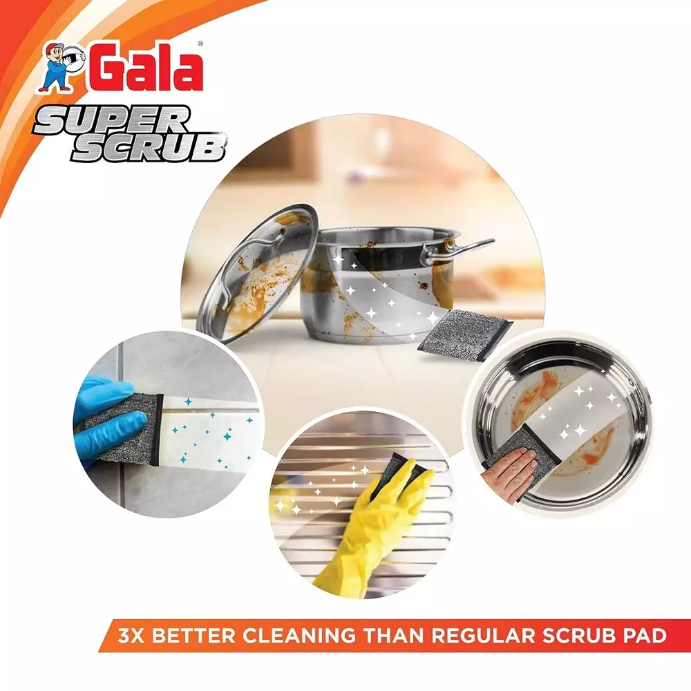 gala Super Scrubber Rectangular Stainless Steel 120 g Black (Pack of 2)