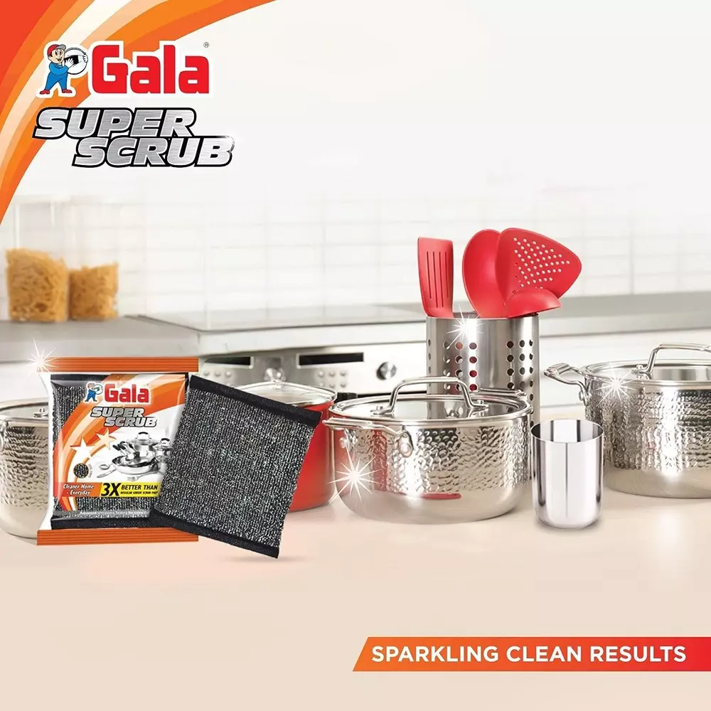 gala Super Scrubber Rectangular Stainless Steel 120 g Black (Pack of 2)