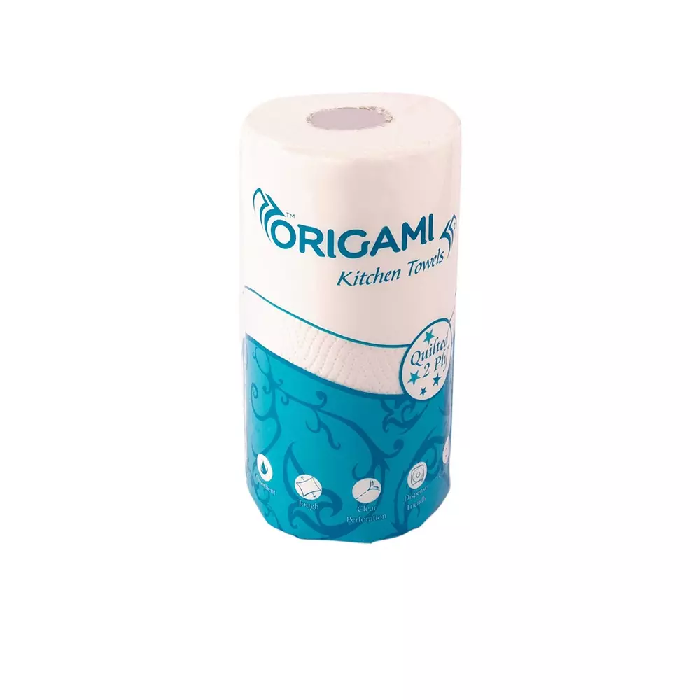 Origami Kitchen Towel 2 Ply 60 Sheets Per Roll Paper White, 4148 (Pack of 10 Rolls)