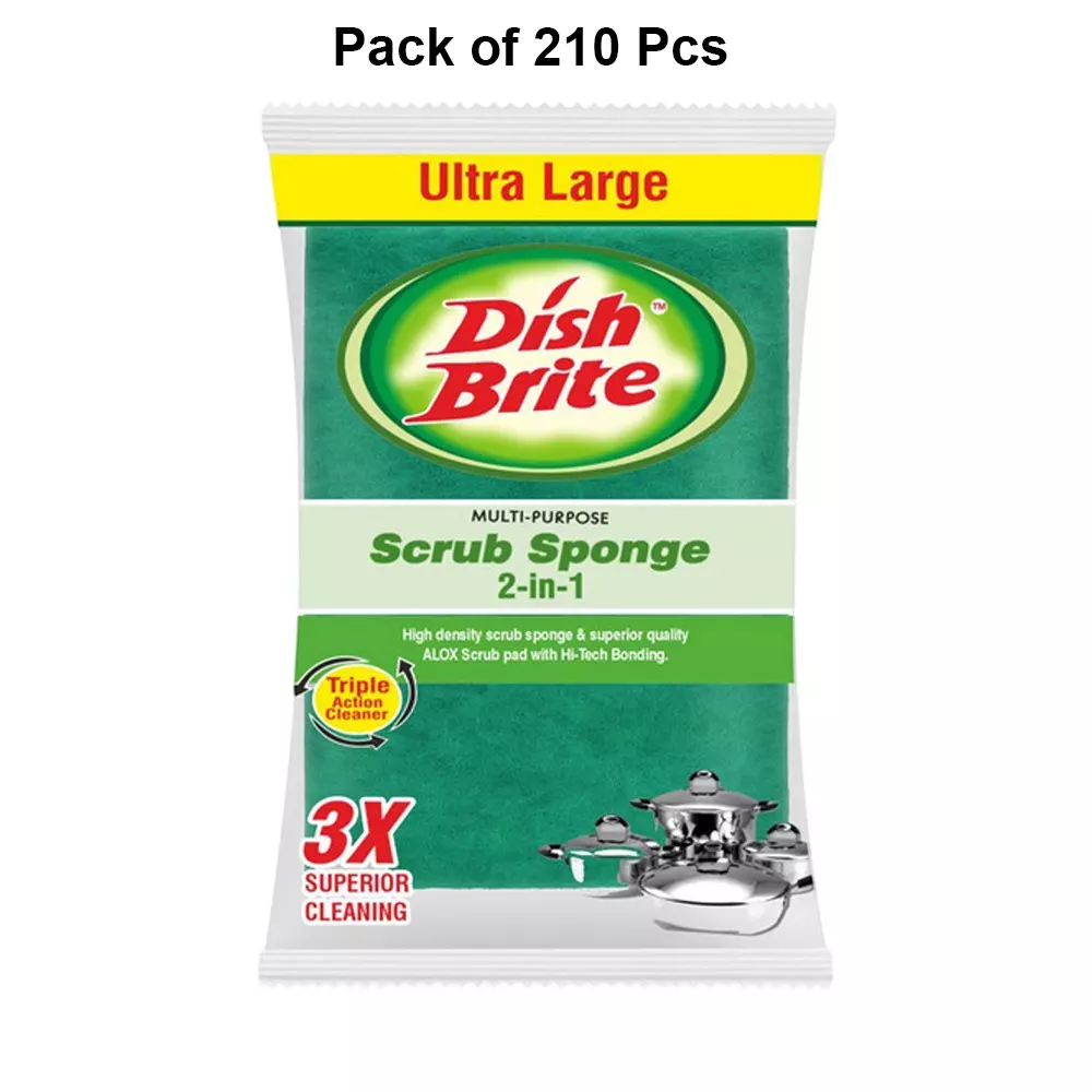 dish-brite-2-in-1-sponge-scrub-pad-green-non-woven-8-mm-thickness-pack-of-210-pcs