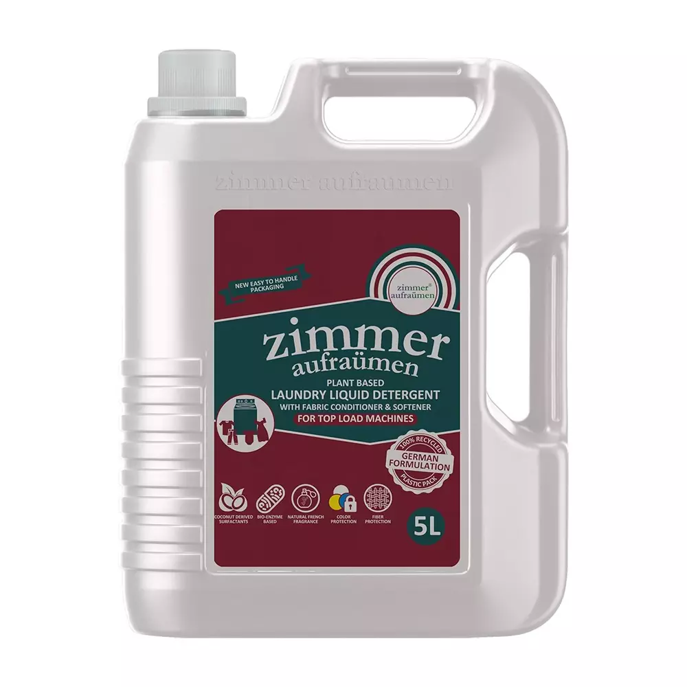 Zimmer Aufraumen Bio-Enzyme Liquid Detergent For Front Load Machine Power Stain Removal Madurai Jasmine Fragrance 5 L Can, ZA-DTBLU5L