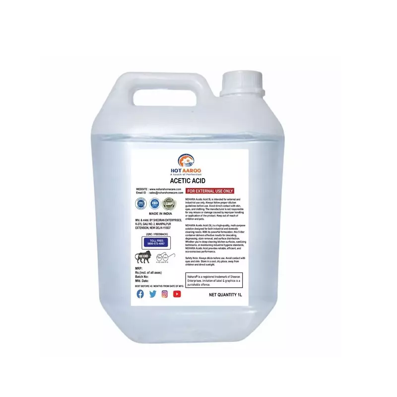 HOTAAROO Acetic Acid Bathroom Cleaner Household Cleaning Grade 1 L for Limescale & Stains, HT-1L-Acetic-Acid