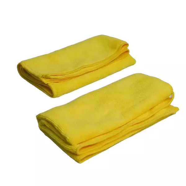 HOORA 350 GSM Microfiber Cloth Premium Lint-Free Fabric Yellow Color for Perfect Detailing and Polishing of Cars & Bikes (Pack of 2)