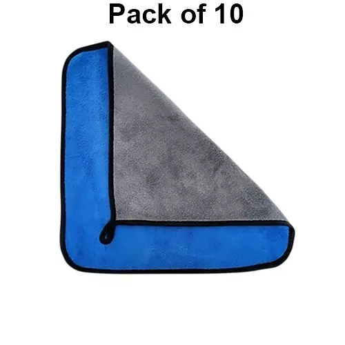 GENERIC Microfiber Cleaning Cloth Towel Blue 600 GSM 40x40 cm Size Super Absorbent for Kitchen & Car (Pack of 10 Pcs)