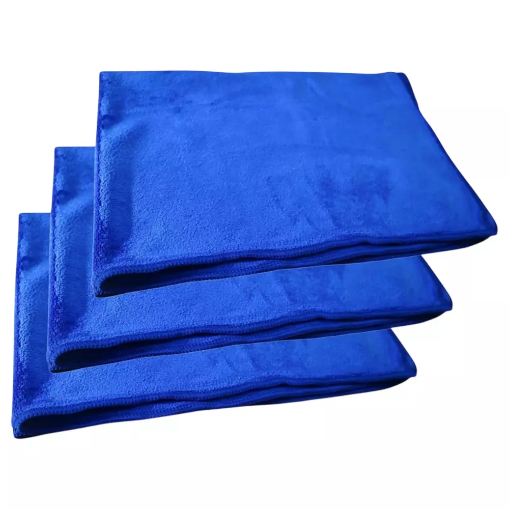 PrettyBUYERS Microfiber Face & Skin Cleaning Towel 420 GSM Size 60x40 cm Blue (Pack of 3)
