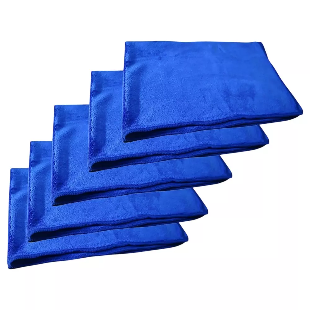 PrettyBUYERS Microfiber Face & Skin Cleaning Towel 420 GSM Size 60x40 cm Blue (Pack of 5)