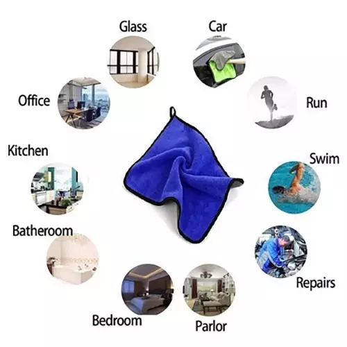 GENERIC Microfiber Cleaning Cloth Towel Blue 600 GSM 40x40 cm Size Super Absorbent for Kitchen & Car