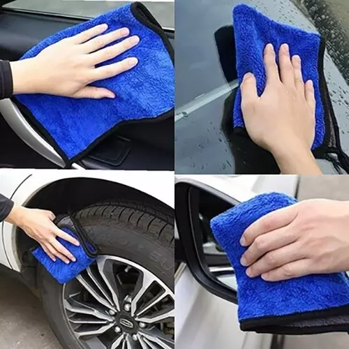 GENERIC Microfiber Cleaning Cloth Towel Blue 600 GSM 40x40 cm Size Super Absorbent for Kitchen & Car
