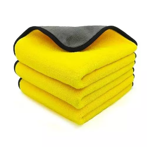 Kangaroo Microfiber Cleaning Cloth 40x40 cm Yellow & Grey 600 GSM, TWL_600_PACK 3 (Pack of 3)