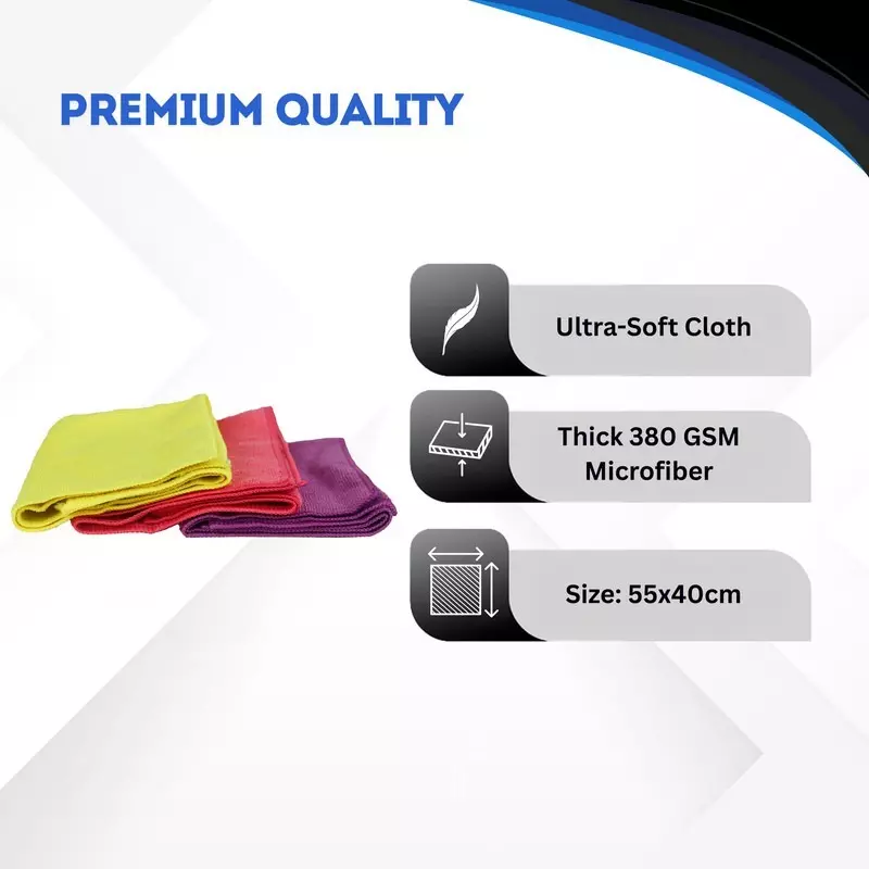 Hiker By Varroc Microfiber Drying Towel 55x40 cm 380 GSM Multicolor (Pack of 10)