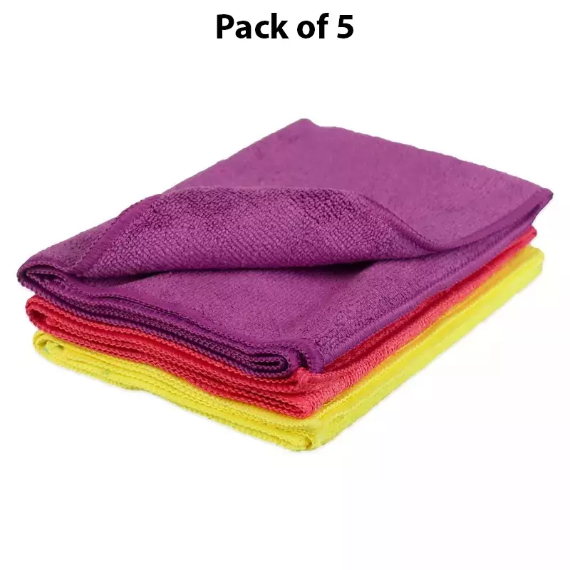 Hiker By Varroc Microfiber Drying Towel 55x40 cm 380 GSM Multicolor (Pack of 5)