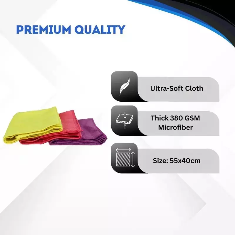 Hiker By Varroc Microfiber Drying Towel 55x40 cm 380 GSM Multicolor (Pack of 5)