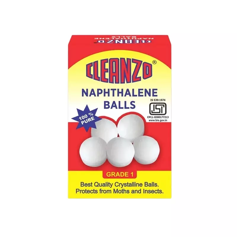 Cleanzo Insect Repellent & Deodorizer Naphthalene Balls White Fresh Fragrance 400 g Box Packaging Type
