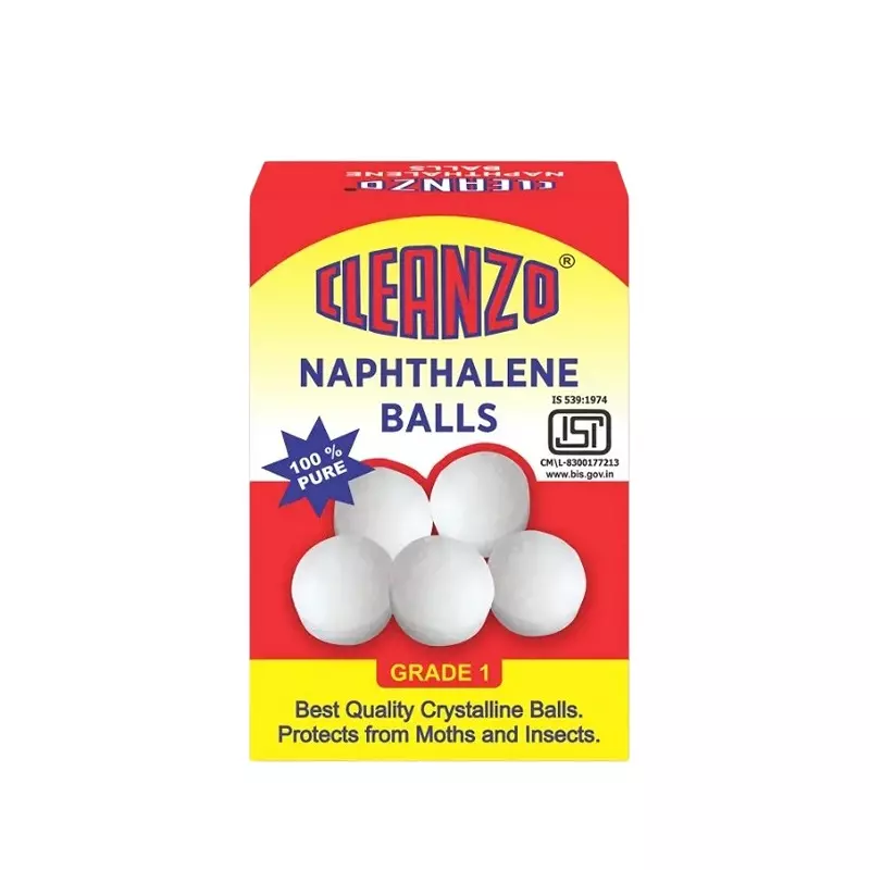 Cleanzo Insect Repellent & Deodorizer Naphthalene Balls White Fresh Fragrance 100 g Box Packaging Type