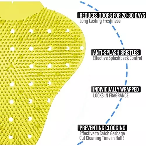 Zureni Urinal Pot Mat Anti-Splash Deodorizer Spatter Lemon Fragrance For Bathroom and Restroom, ZU-USF-0010RP (Pack of10)