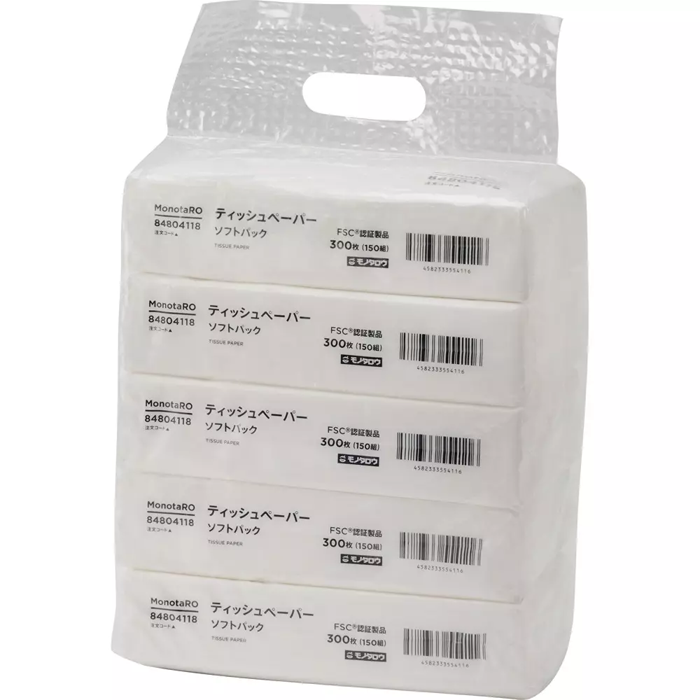 MonotaRO Tissue Paper Soft Pack Fsc(R) Certified Product 200x185 mm, 84804118 (Pack of 5 Box)