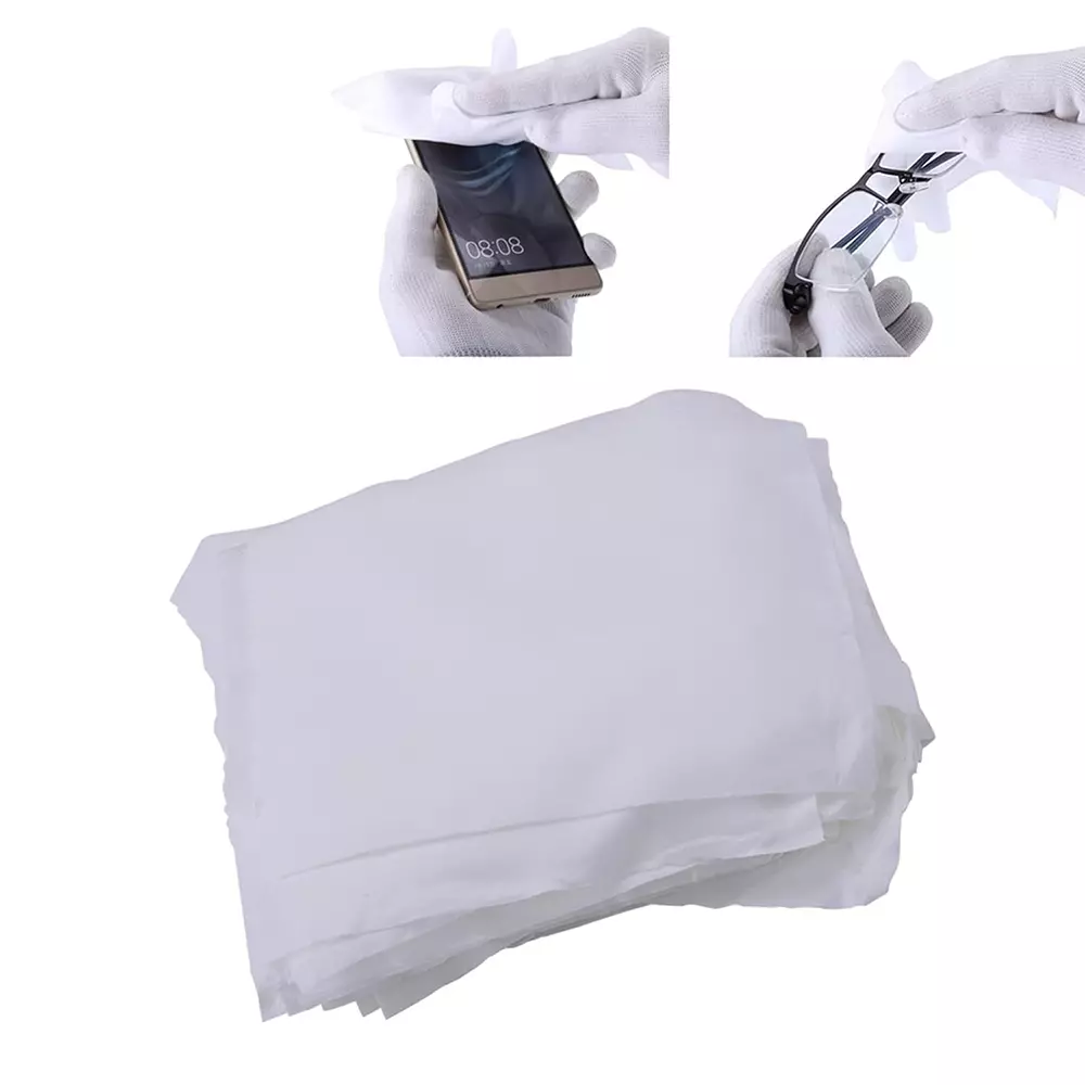 EcoYP Lint Free Wiping Cloth 12x12 Inch 100 GSM 100 % Polyester Cloth White (Pack of 100)