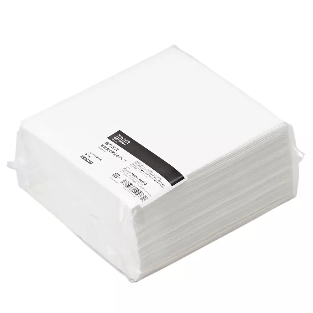 monotaro-disposable-cloth-like-paper-wipes-without-layering-white-049-mm-thickness-46759824-pack-of-50-pcs