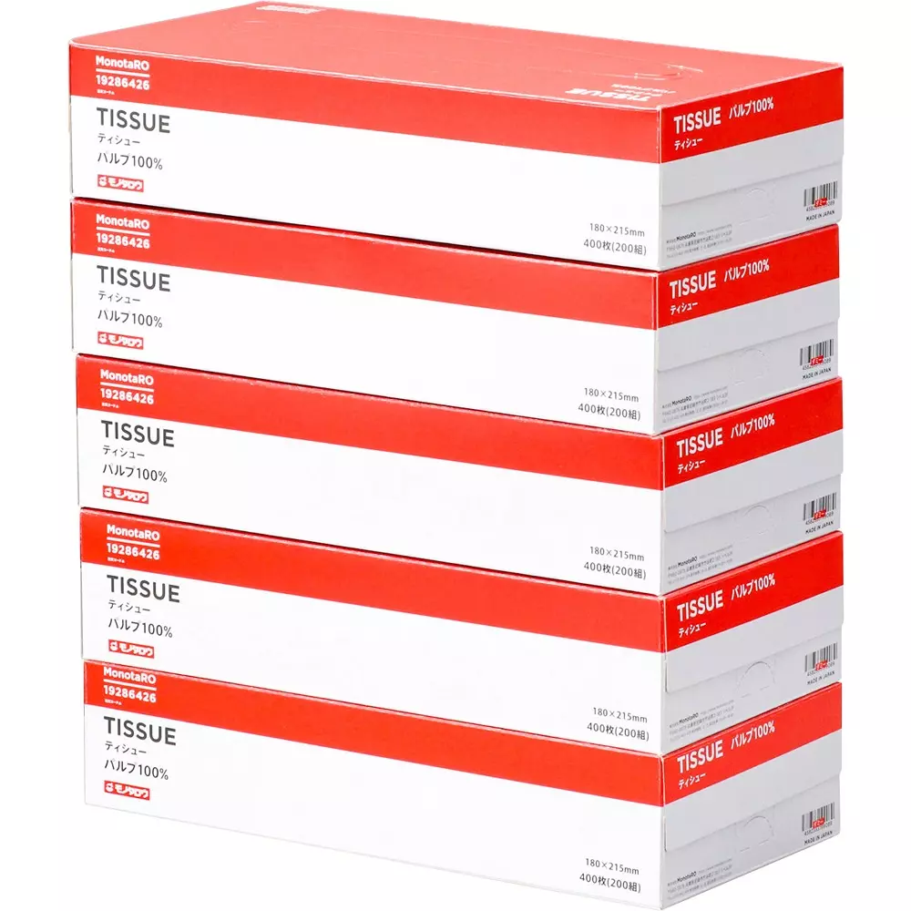 MonotaRO Tissue (Box of 5) 180x215 mm, 57458716 (Pack of 12 Box)