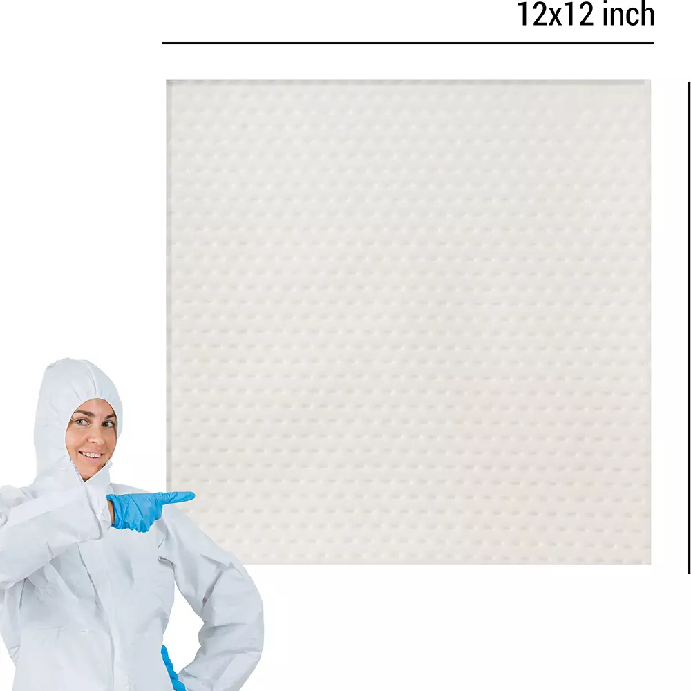 EcoYP Lint Free Wiping Cloth 12x12 Inch 130 GSM 100 % Polyester Cloth White (Pack of 100)