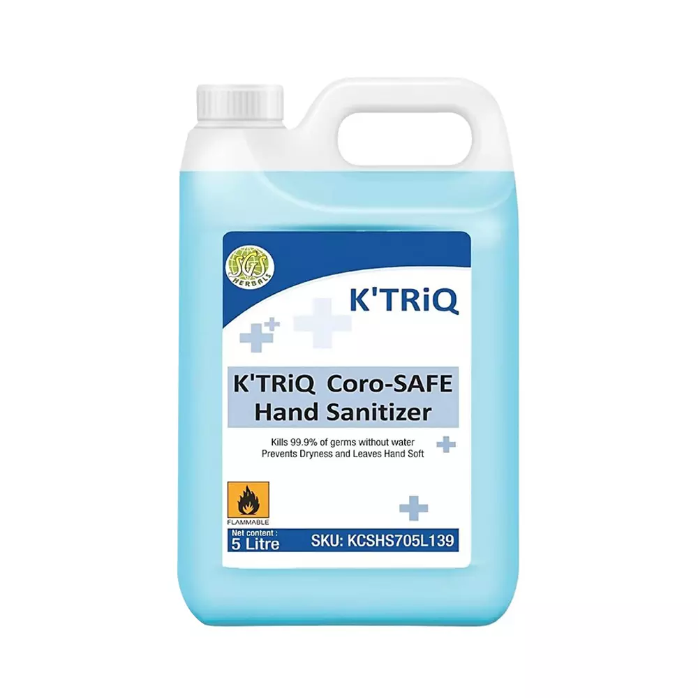 K TRiQ Hand Sanitizer 5 L Can Liquid Antimicrobial Blue Fresh 70% Alcohol  for Industrial & Commercial Use