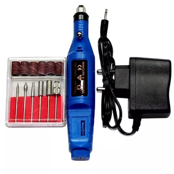 YADAV Blue Electric Mini Grinder Polishing Tool Set for Manicure, Pedicure & Nail Art