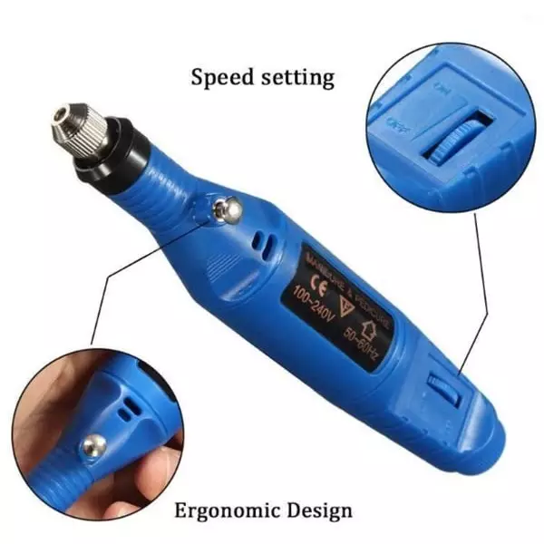 YADAV Blue Electric Mini Grinder Polishing Tool Set for Manicure, Pedicure & Nail Art