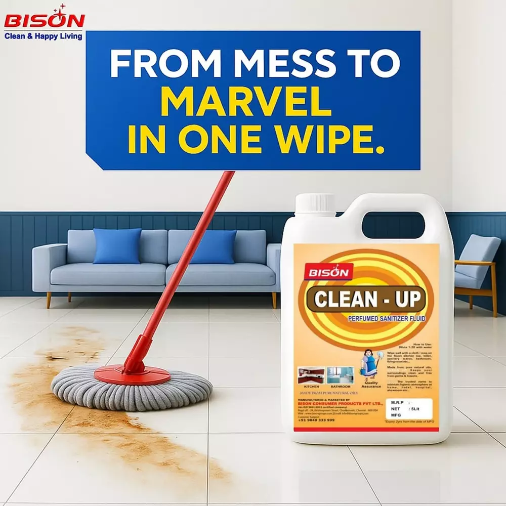 Bison Clean UP Perfumed Sanitizer Fluid Liquid 5 L Can for Floors Cleaning