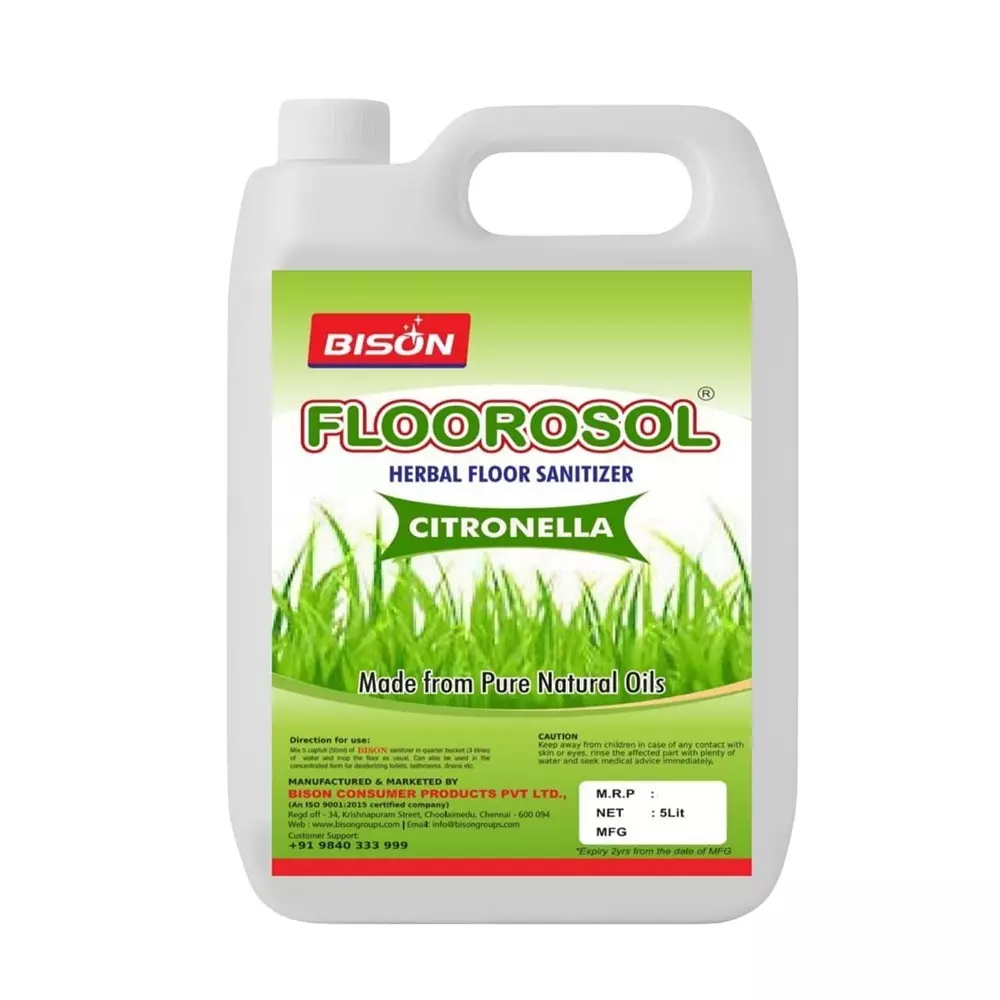 Bison Floorosol Herbal Floor Sanitizer Liquid Citronella 5 L Can for Floors Cleaning