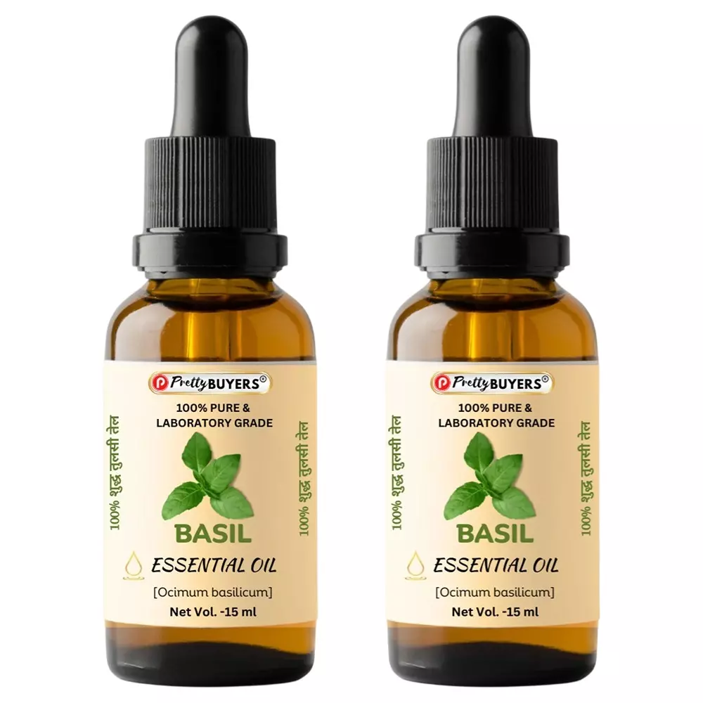 PrettyBUYERS Basil Tulsi Essential Oil 100% Pure and Natural 15 ml Each (Pack of 2)