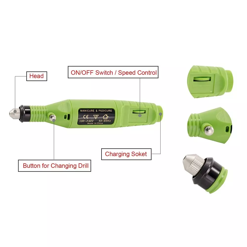 GENERIC Professional Electric Nail Drill Machine Kit 3000–20000 RPM with 5–9 V Adapter