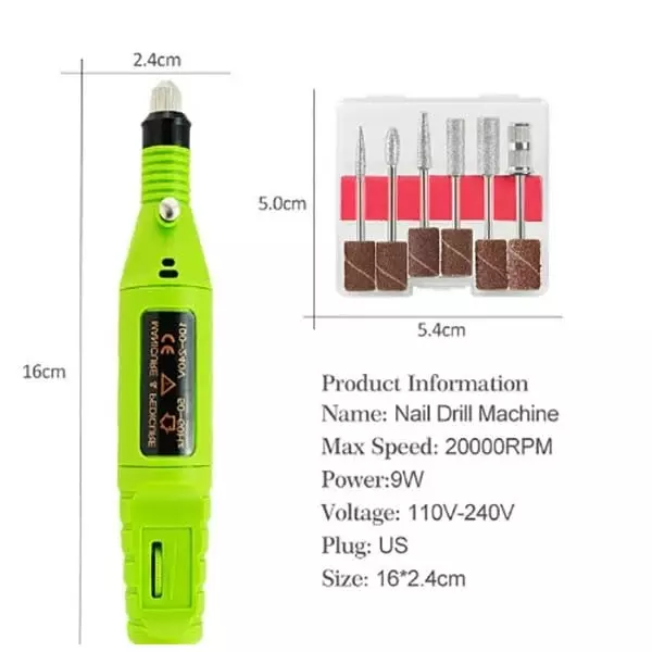GENERIC Professional Electric Nail Drill Machine Kit 3000–20000 RPM with 5–9 V Adapter