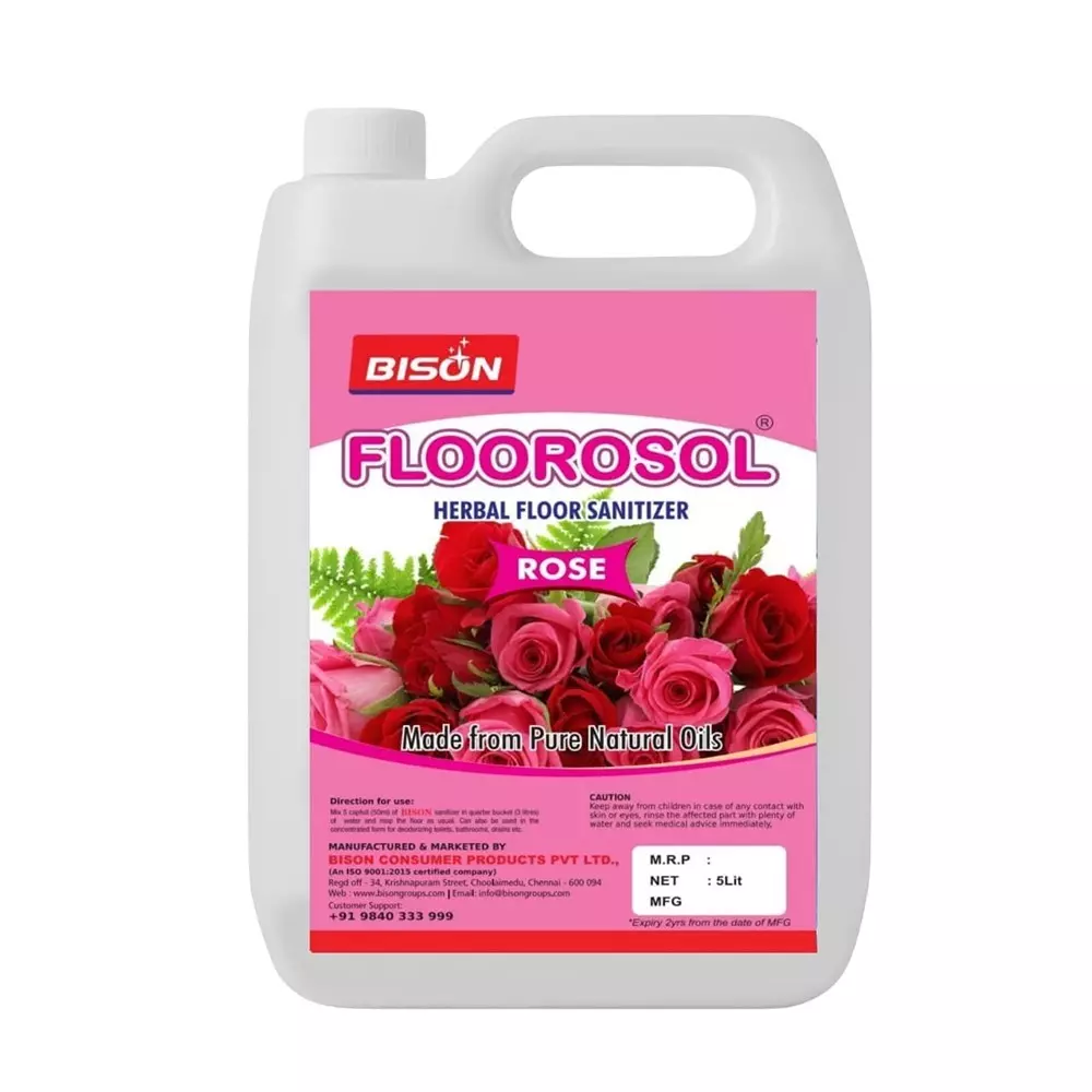 Bison Floorosol Herbal Floor Sanitizer Liquid Rose 5 L Can for Floors Cleaning