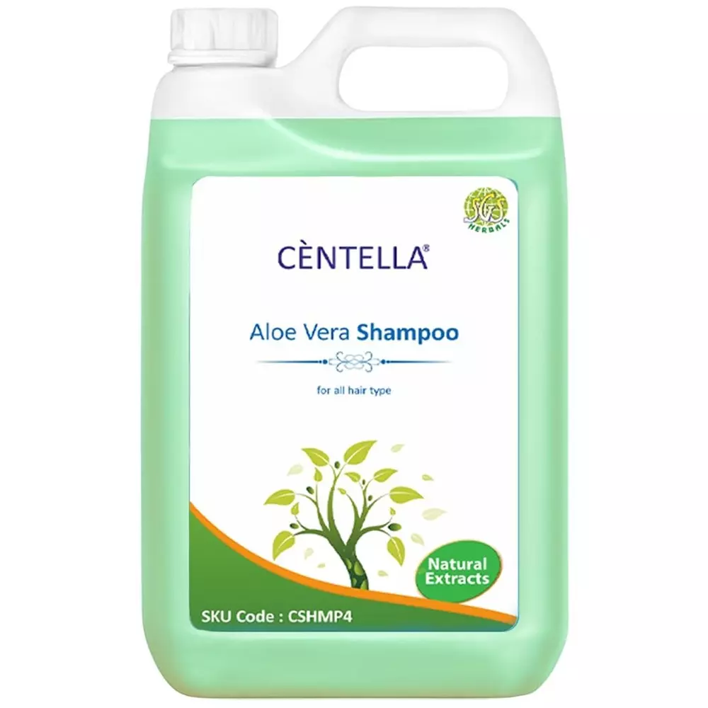 Centella Shampoo 5 L Can Gel Aloe Vera Fragrance Light Green for Cleansing, Oil Control, Strengthening, Volumizing, Hydration,(Pack of 2 Pcs)