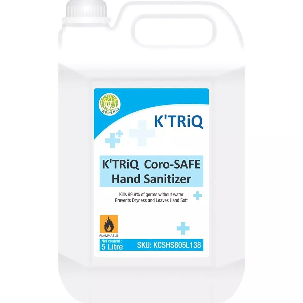 K TRiQ Hand Sanitizer 5 L Can Liquid Ethanol,Ethyl Alcohol Fresh 80% Alcohol  for Industrial & Commercial Use, (Pack of 2 )