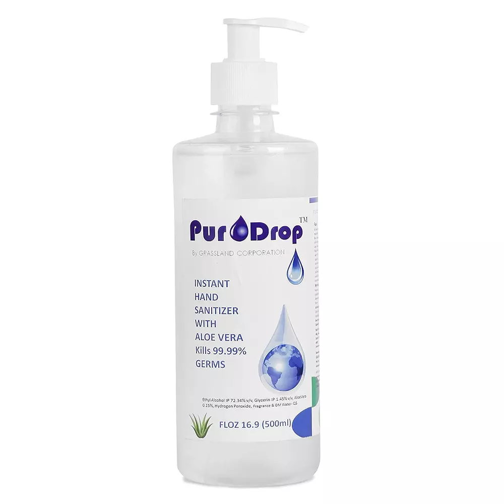 Grassland Hand Sanitizer 75% Alcohol Based 500 ml Liquid Aloe Vera fragrance
