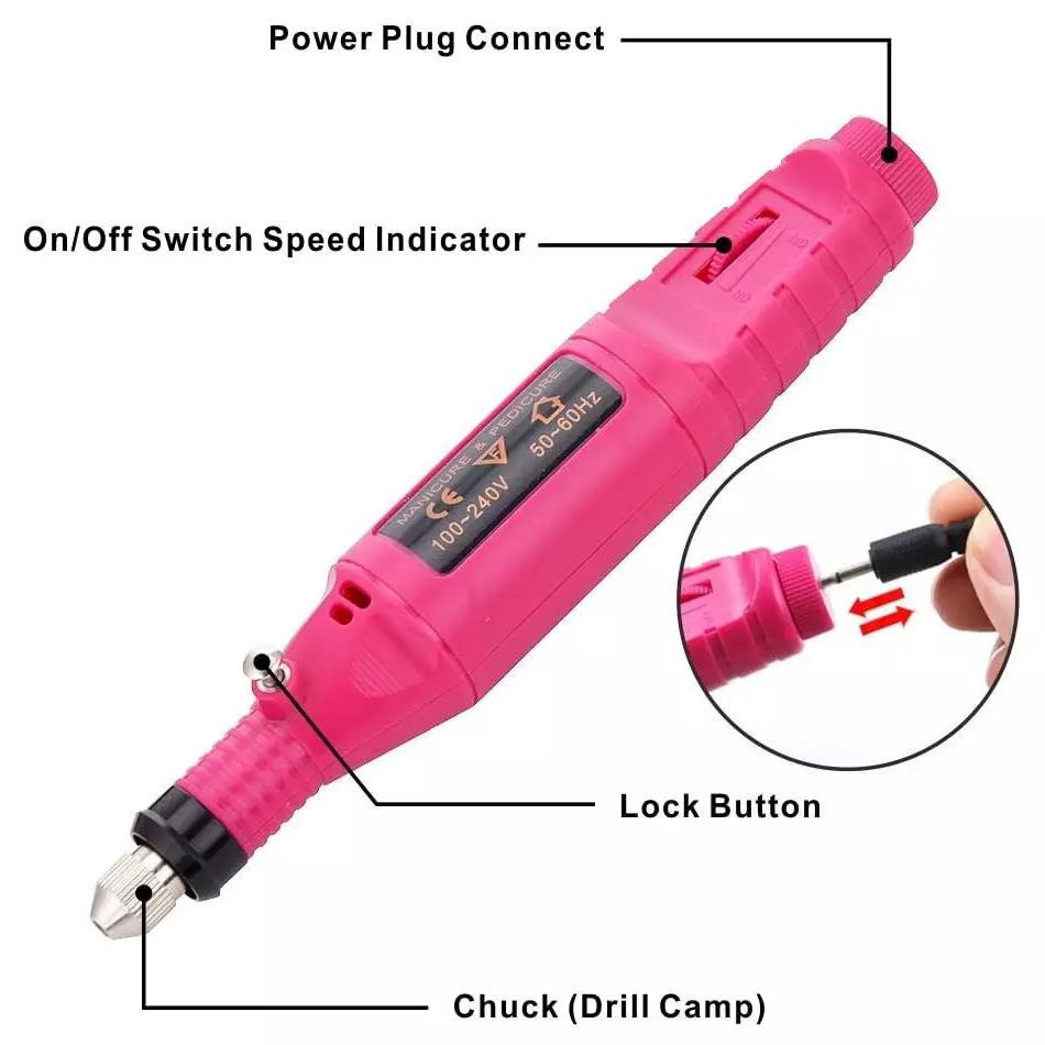 YADAV Electric Nail Art Drill Portable Grinder Kit for Fingers and Toes