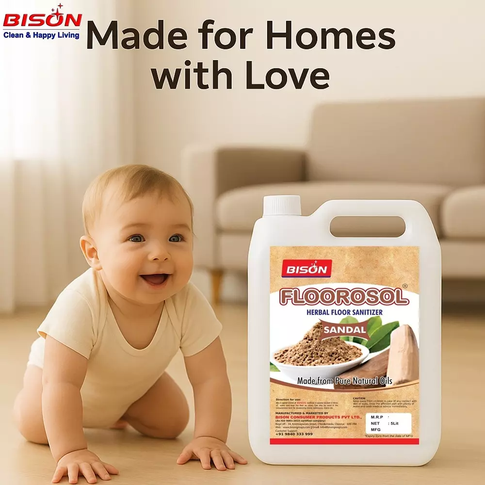 Bison Floorosol Herbal Floor Sanitizer Liquid Sandal 5 L Can for Floors Cleaning