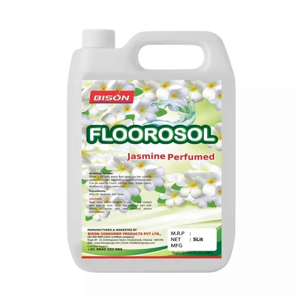 Bison Floorosol Herbal Floor Sanitizer Liquid Jasmin 5 L Can for Floors Cleaning
