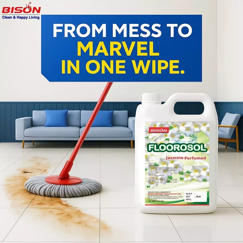 Bison Floorosol Herbal Floor Sanitizer Liquid Jasmin 5 L Can for Floors Cleaning