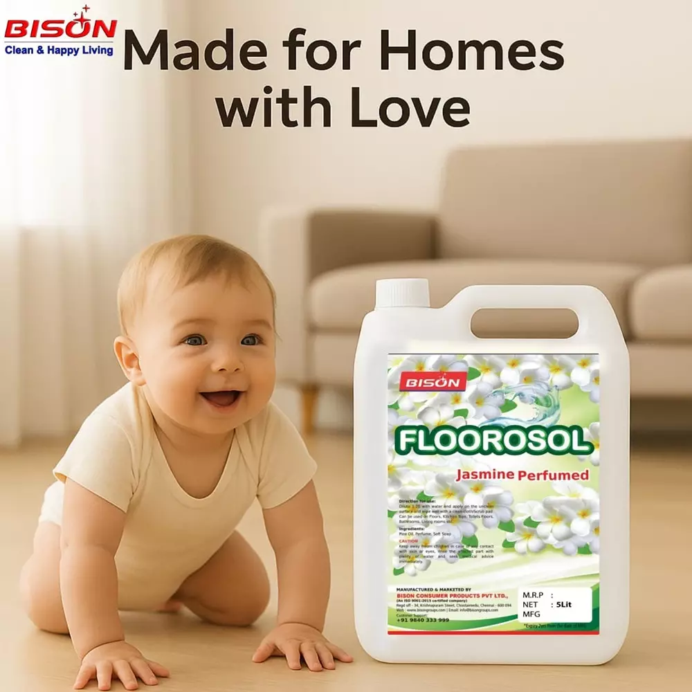Bison Floorosol Herbal Floor Sanitizer Liquid Jasmin 5 L Can for Floors Cleaning