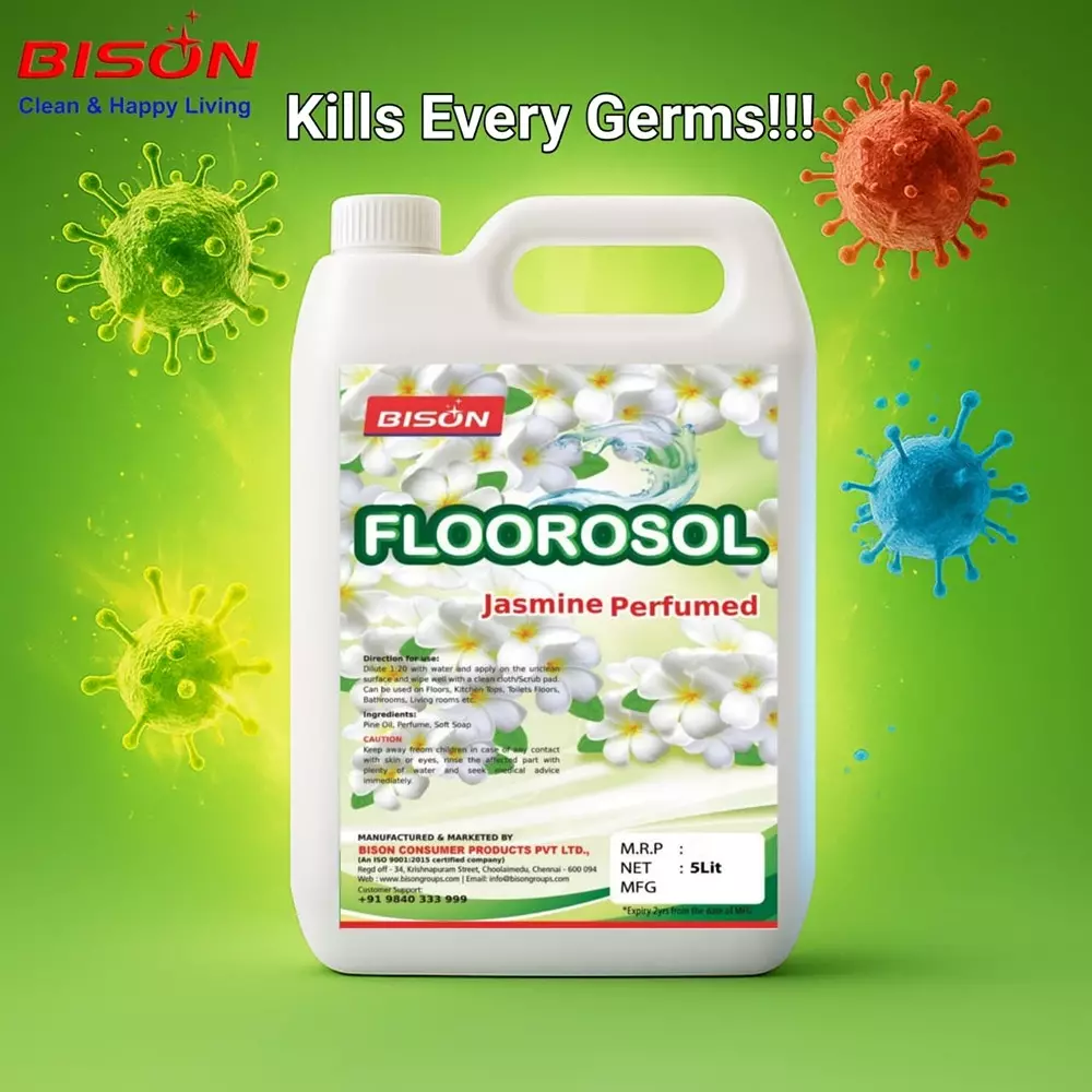 Bison Floorosol Herbal Floor Sanitizer Liquid Jasmin 5 L Can for Floors Cleaning