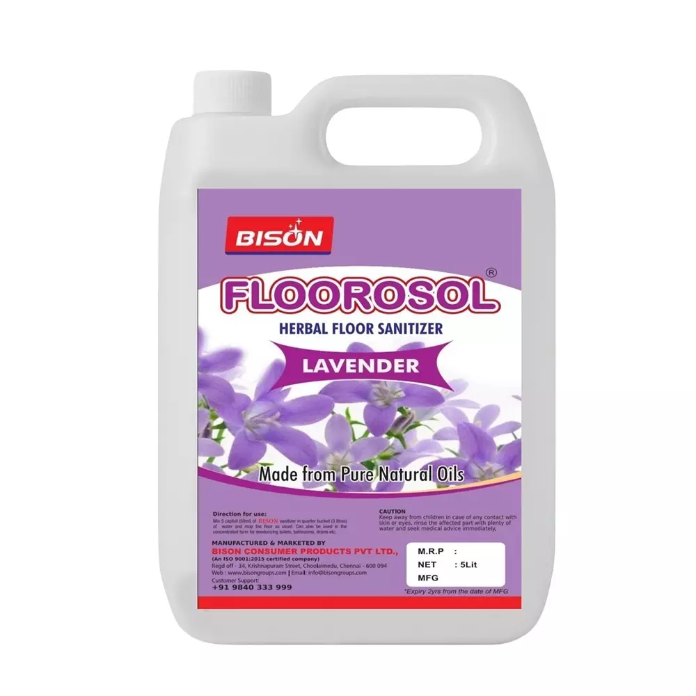 Bison Floorosol Herbal Floor Sanitizer Liquid Lavender 5 L Can for Floors Cleaning