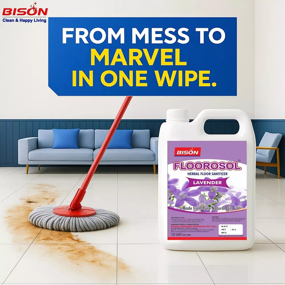 Bison Floorosol Herbal Floor Sanitizer Liquid Lavender 5 L Can for Floors Cleaning