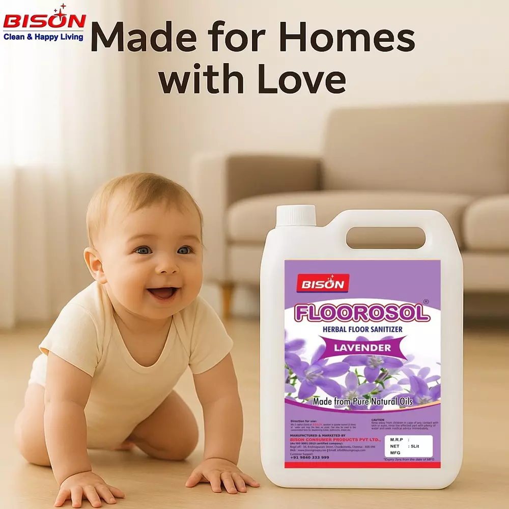 Bison Floorosol Herbal Floor Sanitizer Liquid Lavender 5 L Can for Floors Cleaning