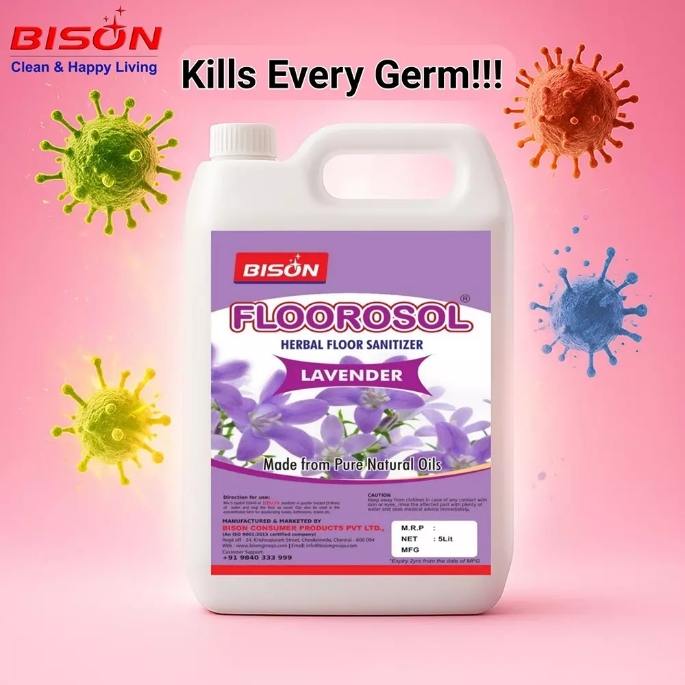 Bison Floorosol Herbal Floor Sanitizer Liquid Lavender 5 L Can for Floors Cleaning